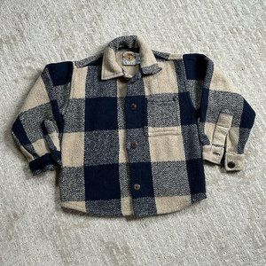 Youth Earth Ragz Kidz Navy and Cream Plaid Jacket Sz M